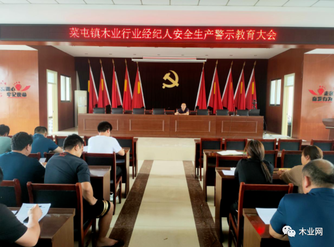山东茌平菜屯镇召开木业行业经纪人警示教育大会