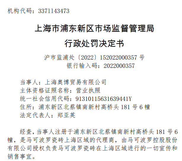 突发：马可波罗上海代理商违规促销被罚！快停止这种促销